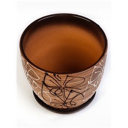 Горшок для цветов «Витраж», 2.5 л, d=19 см, h=18 см, керамика, с поддоном, коричневый