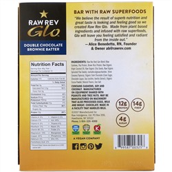 Raw Rev, Glo, брауни с двойной дозой шоколада, 12 батончиков, 1,6 унц. (46 г) каждый