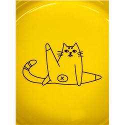 Миска керамическая «Дерзкий кот» 250 мл - 11.5×11.5×4.5 см, жёлтая/чёрная