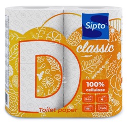 Sipto Classic Бумага туалетная 2хслойная 170листов 1х4рулона белая