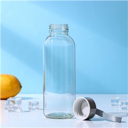 Бутылка для воды «Лидо», 400 мл, h=18 см, стекло, ремешок МИКС