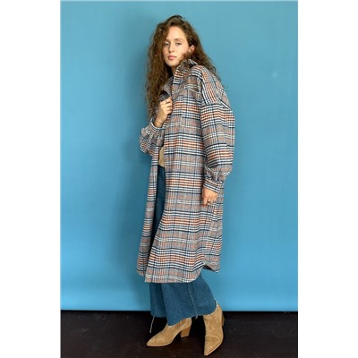 Рубашка удлиненная  AUTUMN046/01/Серый, белый