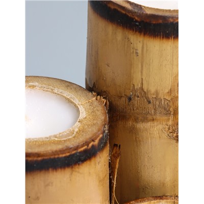 УЦЕНКА Свеча в бамбуке тройная «Экзотика» 13×15×30 см, 100 мл, цв. бежевый