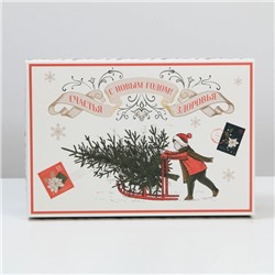 Коробка подарочная новогодняя складная «Ретро», 30×20×9 см, Новый год