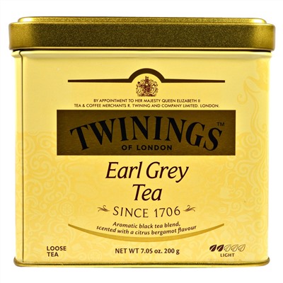 Twinings, Earl Grey, листовой чай, легкий, 200 г (7,05 унции)