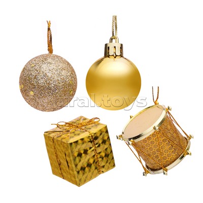 Набор новогодних шаров "Новогодние забавы" золото (4см*16шт)