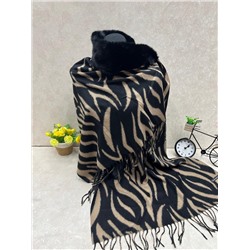 Мягкий палантин из кашемира с норковым воротником мультицвет