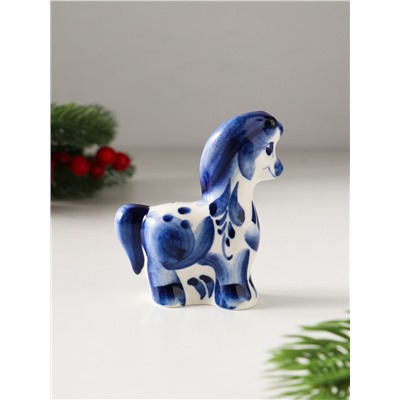 Фигурка фарфор «Лошадь Грива», 7.5×6.5×2.5 см, гжель