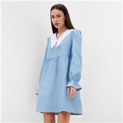 Платье мини женское джинсовое с воротником MIST, размер 42, светло-голубое