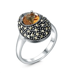 Кольцо из чернёного серебра с султанитом и марказитами GAR2282
