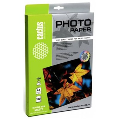 Фотобумага А4 100л 190г матовая односторонняя CS-MA4190100DS (805850) Cactus