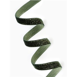 Лента бархатная, с золотым люрексом, 10 мм, 18±1 м, зелёная №165