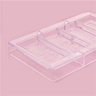 Форма для шоколада «Кора дерева», пластик, 20×12×2.5 см, 4 ячейки 8.5×2.1×0.8 см, прозрачная