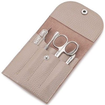 Silver Star Маникюрный набор «МН 05-5» Бежевый перламутр 5 предм. натур. кожа на кнопке