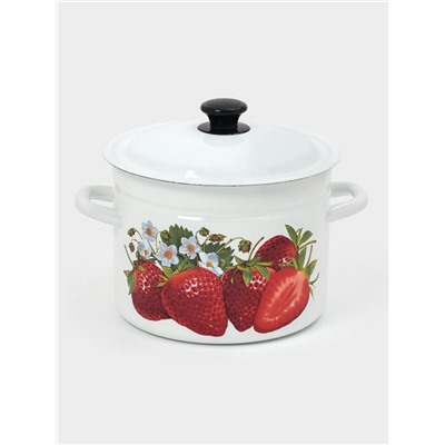 Кастрюля эмалированная, 6 л, d=23.5 см, с крышкой, цилиндрическая, белая