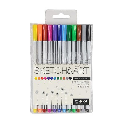 Набор скетч - линеров "Sketch&Art" в пвх кармане, 0.4 мм, 12 цв.