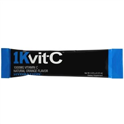 1Kvit-C, Витамин C, поддержание водного баланса, шипучая смесь для приготовления напитка, натуральный апельсиновый вкус, 1000 мг, 30 пакетиков по 6,2 г (0,22 унции)