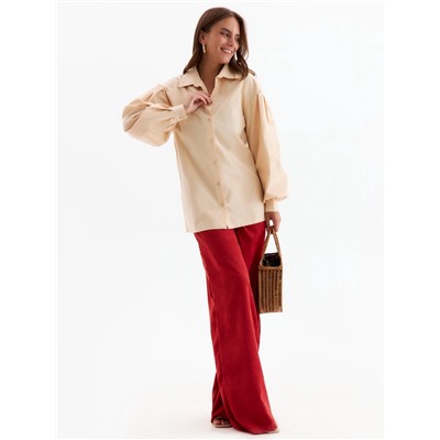 Рубашка женская с объёмными рукавами MINAKU: Casual Collection, размер 44, бежевая