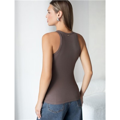 Топ из трикотажа в широкий рубчик