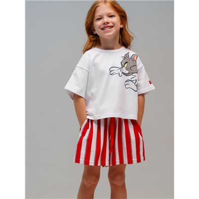 Комплект трикотажный для девочек: фуфайка (футболка), шорты