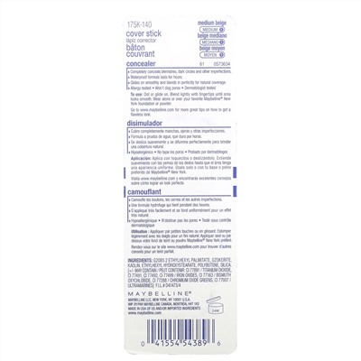 Maybelline, Корректор-стик, бежевый 140, 4,5 г
