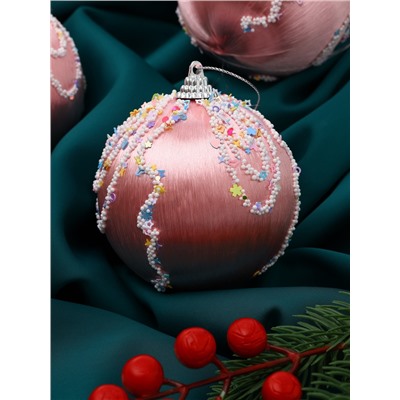 Ёлочные игрушки «Бамби», шары новогодние, d=8 см, 3 шт., розовый