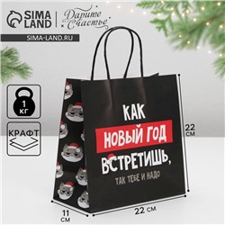 Пакет подарочный новогодний «Так тебе и надо», 22×22×11 см