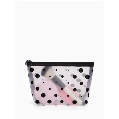 Косметичка DOTs, с рисунком, сетка, на молнии, белая