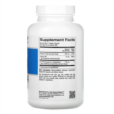 Lake Avenue Nutrition, 5-гидрокситриптофан с витамином B6 и витамином C, 360 вегетарианских капсул