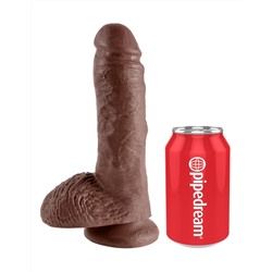 Коричневый фаллоимитатор 8  Cock with Balls - 21,3 см.