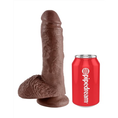 Коричневый фаллоимитатор 8  Cock with Balls - 21,3 см.