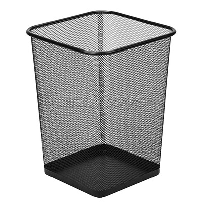 Корзина для бумаг 16x22x27,5 см (10 л), квадратная, сетчатая металлическая, черная