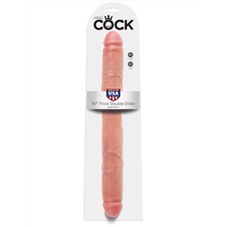 Телесный двусторонний фаллоимитатор 16  Thick Double Dildo - 40,6 см.