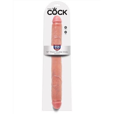 Телесный двусторонний фаллоимитатор 16  Thick Double Dildo - 40,6 см.