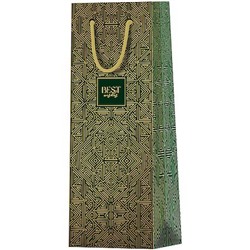 Пакет бумажный под бутылку 12х36х8,5 см "Узор из штрихов" мат.лам.,отд.фольг., MS_61737 (371176) MESHU