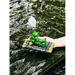 Садовая фигура из полистоуна «Лягушка на плоту», 17×11×9.5 см, водоплавающая