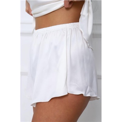 Пижама с шортами атласная 363 (Молочный)