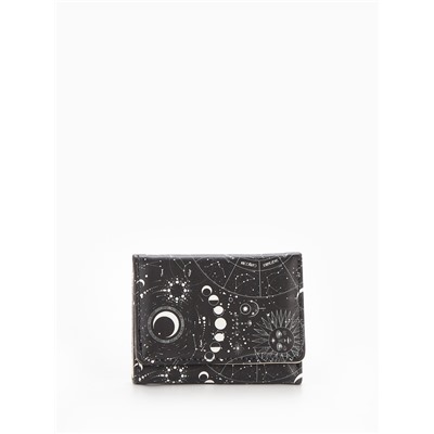 Кошелёк женский на кнопке, 10.5×2.5×8.5 см, чёрный/белый