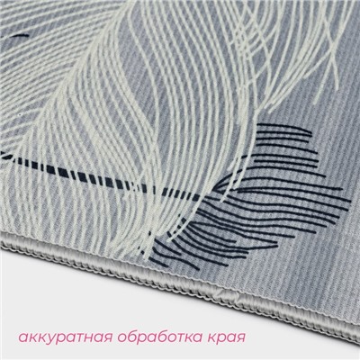 Коврики для ванной и туалета Доляна «Пёрышки», 2 шт., 50×80 см, 40×50 см, серые