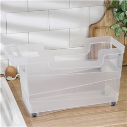 Контейнер хозяйственный с ручкой на колёсиках, 12,5 л, 45×16×25,5 см, цвет прозрачный
