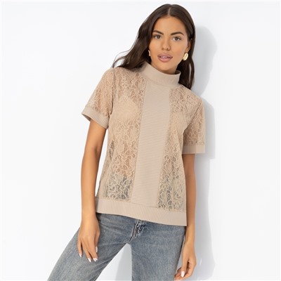 Футболка с кружевом, Фирменное приветствие (капучино)