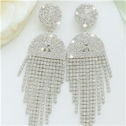 Серьги вечерние длинные со стразами, цвет серебристый, арт. 006.037