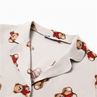Пижама новогодняя женская (рубашка, брюки) KAFTAN «Мишка в шарфе», размер 52-54