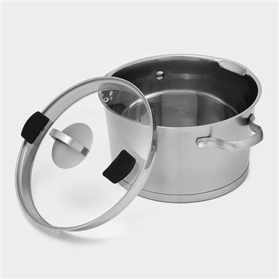 Кастрюля Magistro HiTech Steel, 5.2 л, d=24 см, h=14.5 см, слив для воды, капсульное дно, индукция, нержавеющая сталь