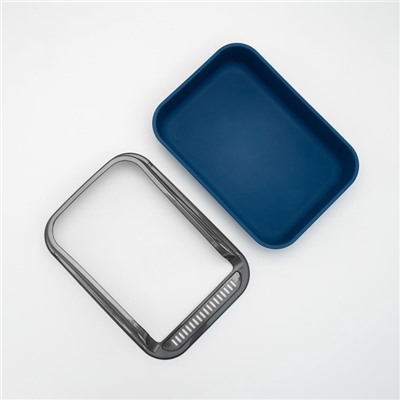 Туалет с прозрачными бортами с совком и фильтром, 40×28×16 см, синий