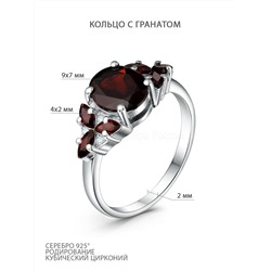 Серьги из серебра с гранатом и кубическим цирконием родированные 925 пробы GTE-2360-G