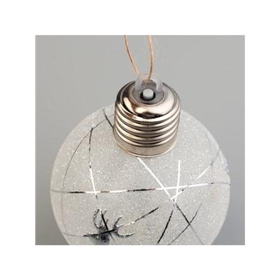 Набор ёлочных шаров «Серебристые нити», 2 шт., d=8 см, 1 LED, от батареек, свечение белое