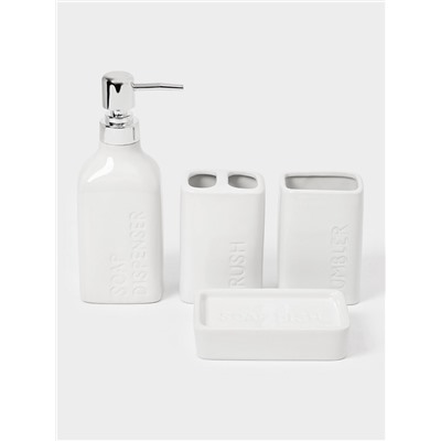Набор для ванной «Кристаль», 4 предмета, дозатор для мыла, 2 стакана, мыльница
