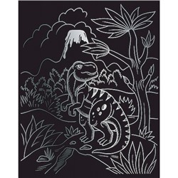 Гравюра 20х25,5 см SGHK №68 "Тиранозавр" (серебро) Hobbius