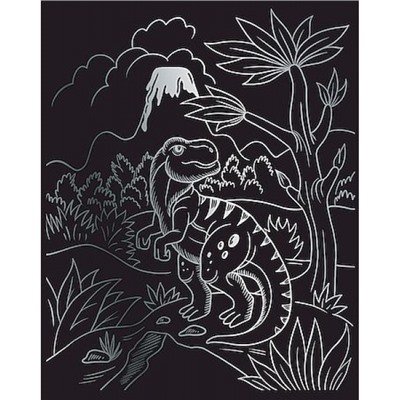 Гравюра 20х25,5 см SGHK №68 "Тиранозавр" (серебро) Hobbius